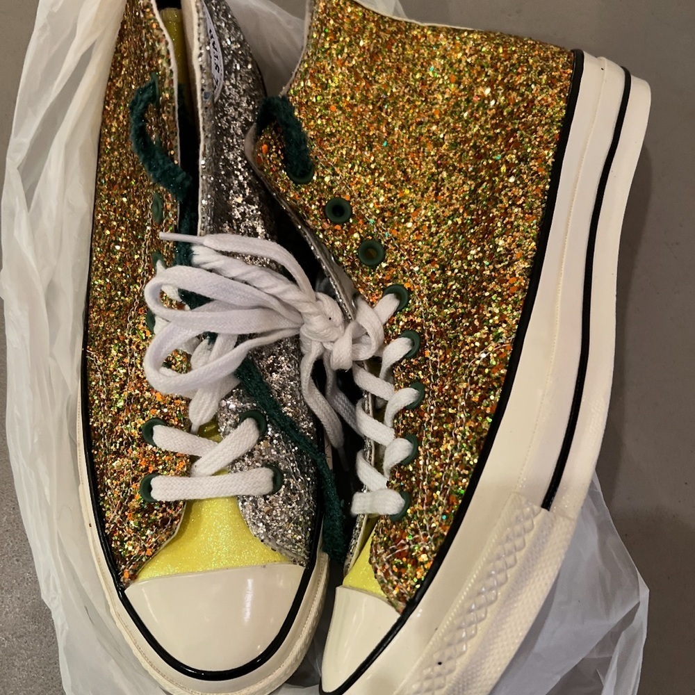 NWT Converse JW Anderson x Chuck 70 High 'Glitter Pack Gold Silver Sz 10.5 - Picture 9 of 9